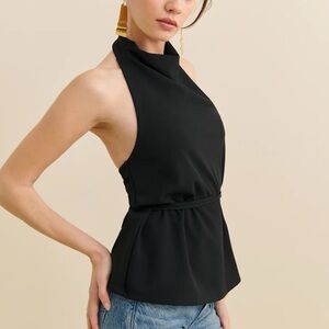 Reformation Black Halter Tank Top
